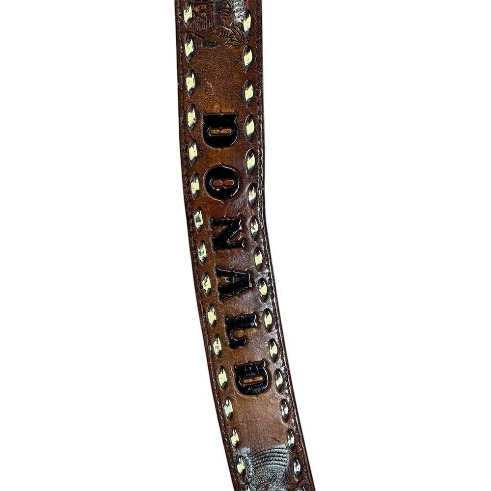 Vintage Embossed Leather‎ Western Belt Brown David